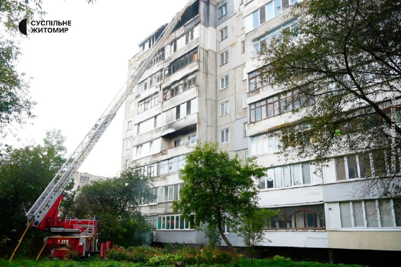 Багатоповерхівка в Бердичеві після влучання дрона
