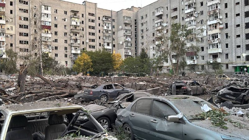 Aftermath of a nighttime attack on Ukrainian cities
