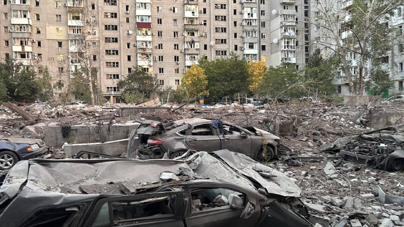 Aftermath of a nighttime attack on Ukrainian cities
