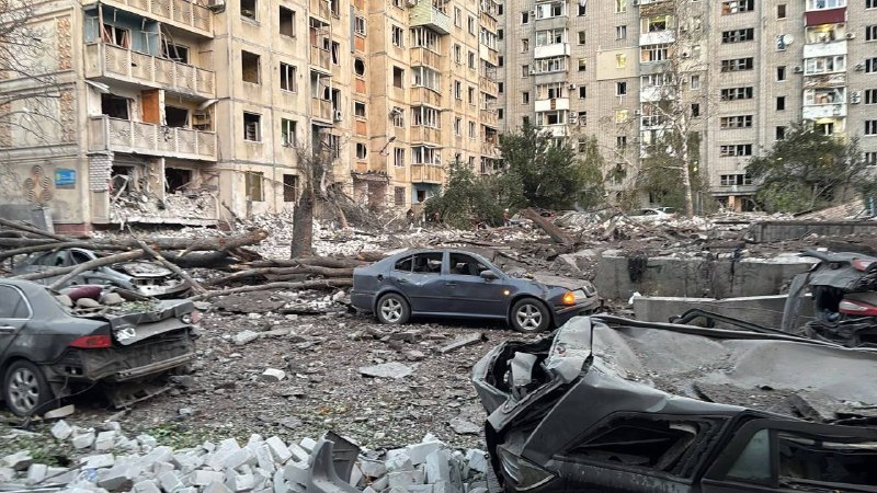 Aftermath of a nighttime attack on Ukrainian cities