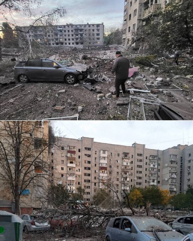 Aftermath of a nighttime attack on Ukrainian cities