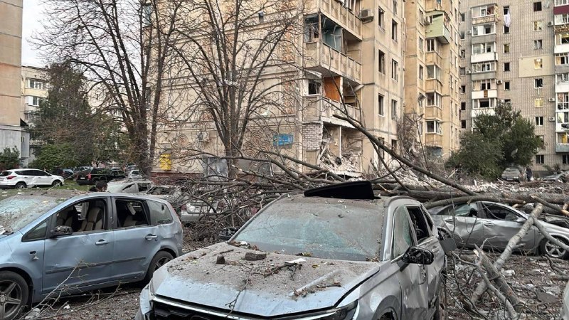 Aftermath of a nighttime attack on Ukrainian cities