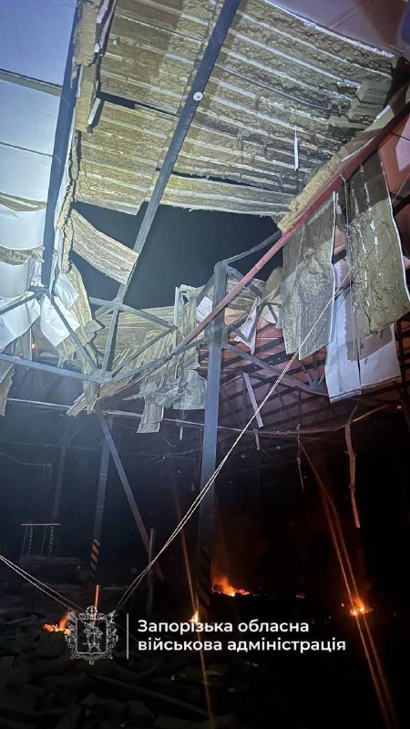 Aftermath of a nighttime drone attack on the territory of Ukraine